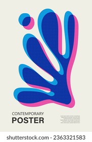 Trendy contemporary poster, risograph aesthetics, riso print effect