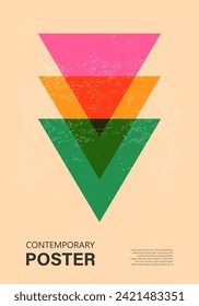 Trendy contemporary poster, risograph aesthetics, riso print effect