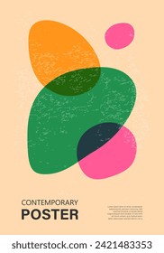 Trendy contemporary poster, risograph aesthetics, riso print effect