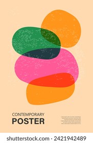 Trendy contemporary poster, risograph aesthetics, riso print effect