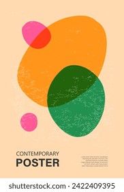 Trendy contemporary poster, risograph aesthetics, riso print effect