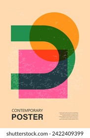 Trendy contemporary poster, risograph aesthetics, riso print effect