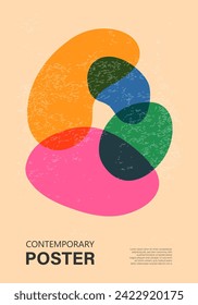 Trendy contemporary poster, risograph aesthetics, riso print effect