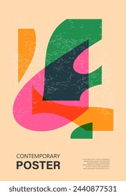 Trendy contemporary poster, risograph aesthetics, riso print effect