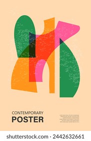 Trendy contemporary poster, risograph aesthetics, riso print effect