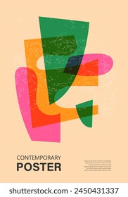 Trendy contemporary poster, risograph aesthetics, riso print effect