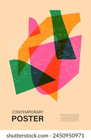 Trendy contemporary poster, risograph aesthetics, riso print effect