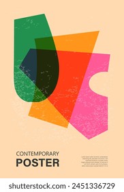 Trendy contemporary poster, risograph aesthetics, riso print effect