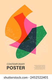 Trendy contemporary poster, risograph aesthetics, riso print effect