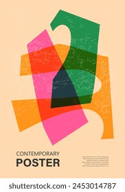 Trendy contemporary poster, risograph aesthetics, riso print effect