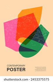 Trendy contemporary poster, risograph aesthetics, riso print effect