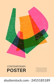 Trendy contemporary poster, risograph aesthetics, riso print effect