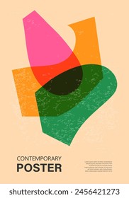 Trendy contemporary poster, risograph aesthetics, riso print effect