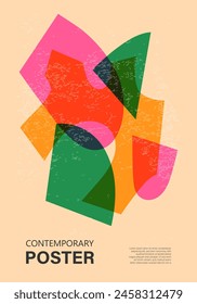 Trendy contemporary poster, risograph aesthetics, riso print effect