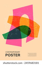 Trendy contemporary poster, risograph aesthetics, riso print effect