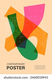 Trendy contemporary poster, risograph aesthetics, riso print effect