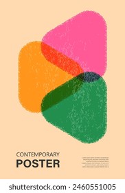 Trendy contemporary poster, risograph aesthetics, riso print effect