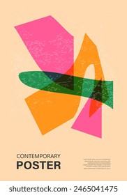 Trendy contemporary poster, risograph aesthetics, riso print effect