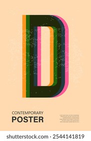 Trendy contemporary poster, risograph aesthetics, riso print effect