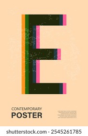 Trendy contemporary poster, risograph aesthetics, riso print effect