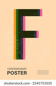 Trendy contemporary poster, risograph aesthetics, riso print effect