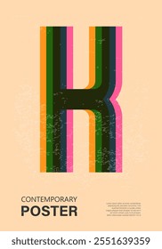 Trendy contemporary poster, risograph aesthetics, riso print effect