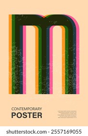 Trendy contemporary poster, risograph aesthetics, riso print effect