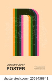 Trendy contemporary poster, risograph aesthetics, riso print effect