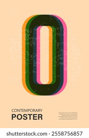 Trendy contemporary poster, risograph aesthetics, riso print effect