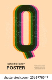 Trendy contemporary poster, risograph aesthetics, riso print effect