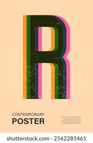 Trendy contemporary poster, risograph aesthetics, riso print effect