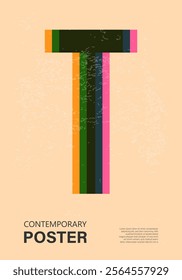 Trendy contemporary poster, risograph aesthetics, riso print effect