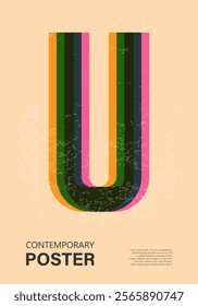 Trendy contemporary poster, risograph aesthetics, riso print effect