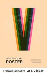 Trendy contemporary poster, risograph aesthetics, riso print effect