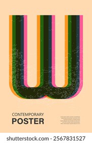 Trendy contemporary poster, risograph aesthetics, riso print effect