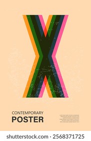 Trendy contemporary poster, risograph aesthetics, riso print effect