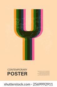 Trendy contemporary poster, risograph aesthetics, riso print effect