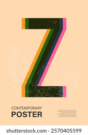 Trendy contemporary poster, risograph aesthetics, riso print effect