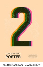 Trendy contemporary poster, risograph aesthetics, riso print effect