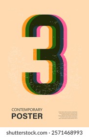 Trendy contemporary poster, risograph aesthetics, riso print effect