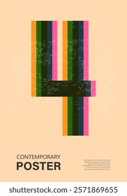 Trendy contemporary poster, risograph aesthetics, riso print effect