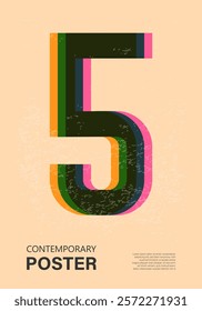 Trendy contemporary poster, risograph aesthetics, riso print effect