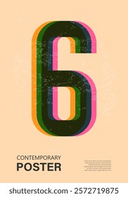 Trendy contemporary poster, risograph aesthetics, riso print effect