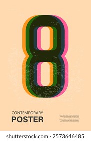 Trendy contemporary poster, risograph aesthetics, riso print effect