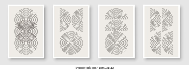 Trendy contemporary set of abstract creative minimalist hand painted compositions for wall decoration, postcard or brochure cover design in vintage style art.  
EPS10 vector.