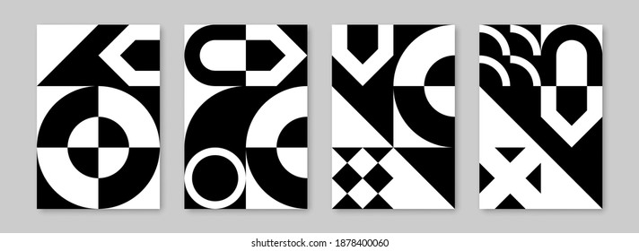 Conjunto contemporáneo de moda de composiciones geométricas creativas abstractas para la decoración de paredes, postales o folletos de diseño en arte de estilo vintage.  
Vector EPS10.
