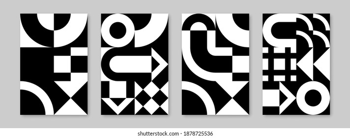 Trendy contemporary set of abstract creative geometric compositions for wall decoration, postcard or brochure cover design in vintage style art.  
EPS10 vector.