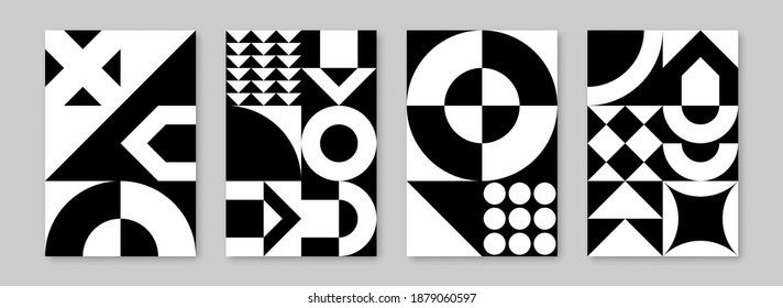 Trendy contemporary set of abstract creative geometric compositions for wall decoration, postcard or brochure cover design in vintage style art.  
EPS10 vector.