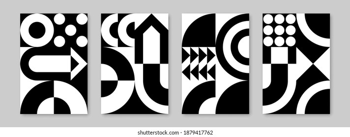 Trendy contemporary set of abstract creative geometric compositions for wall decoration, postcard or brochure cover design in vintage style art.  
EPS10 vector.