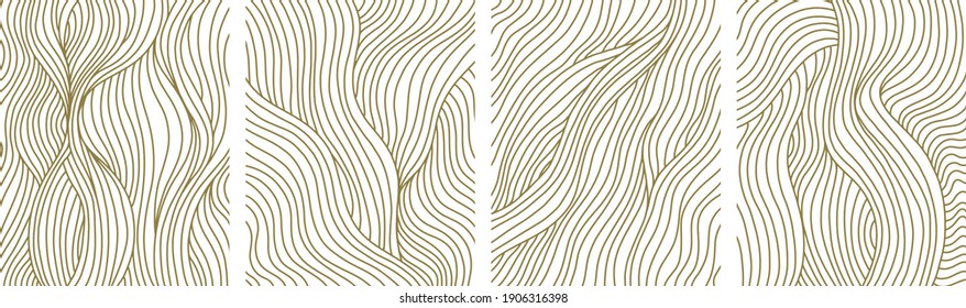 Trendy contemporary set of abstract creative geometric minimalist artistic hand painted composition art landscape template. Vector posters for wall decor in vintage style